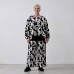 Damen Überwurf Lagenlook Materialmix, kastiger Schnitt, Langarm, Schlitze, Oversize große Größen – AKH Fashion