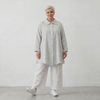 Leichte Baumwolljacke im Lagenlook Hellblau Ecru Oversize Glockenschnitt zeitlos leger