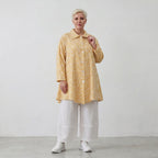 Leichte Baumwollmousseline Jacke Gelb Ecru im Oversize Lagenlook leger zeitlos luftig