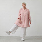 Federleichte Baumwolljacke im Lagenlook Rosa Ecru Oversize leger zeitlos fliessend luftig