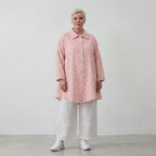 Federleichte Baumwolljacke im Lagenlook Rosa Ecru Oversize leger zeitlos fliessend luftig