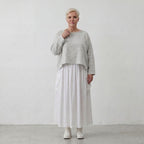 Leichter Baumwollüberwurf Hellblau/Ecru im Oversize Lagenlook zeitlos leger luftig weich