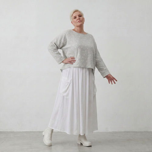 Leichter Baumwollüberwurf Hellblau/Ecru im Oversize Lagenlook zeitlos leger luftig weich