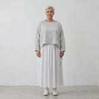 Leichter Baumwollüberwurf Hellblau/Ecru im Oversize Lagenlook zeitlos leger luftig weich