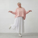 Leichter Baumwolle Mousseline Überwurf in Rosa Ecru soft Oversize Lagenlook zeitlos leger