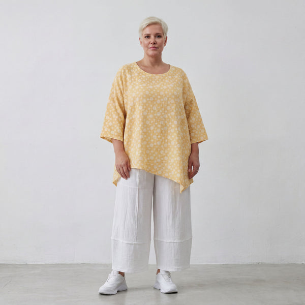 Leichtes Baumwollshirt im Gelb Ecru Lagenlook Oversize A Linie leger zeitlos luftig weich
