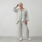 Luftige Baumwolljacke im Lagenlook Hellblau/Ecru Oversize A Linie leger modern weich fein