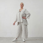 Luftige Baumwolljacke im Lagenlook Hellblau/Ecru Oversize A Linie leger modern weich fein