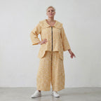 Baumwollmousselinejacke GelbEcru im Lagenlook Oversize zeitlos leger sehr weich und chic