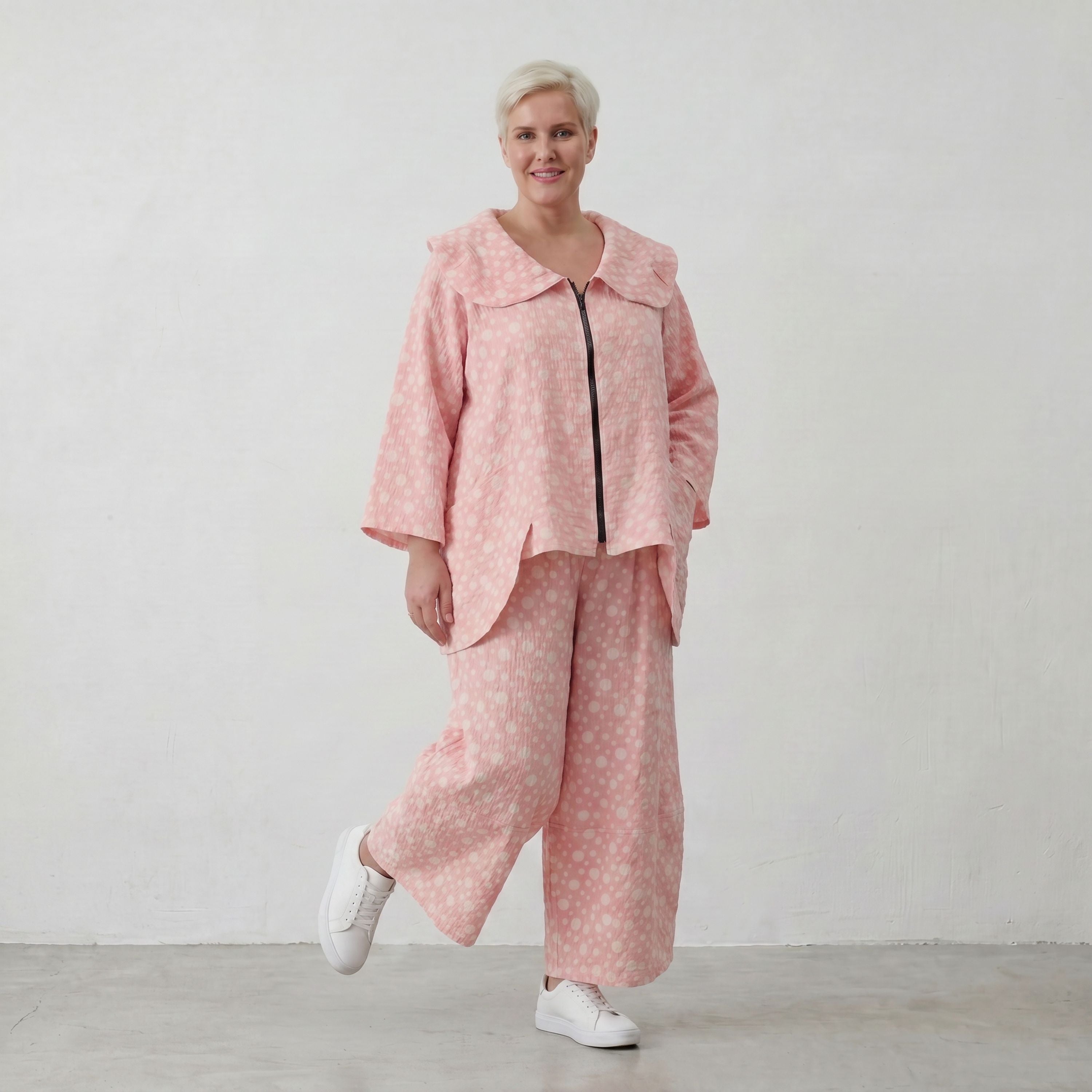 Leichte Oversize Baumwolljacke in Rosa Ecru im Lagenlook luftig zeitlos feminin soft sehr