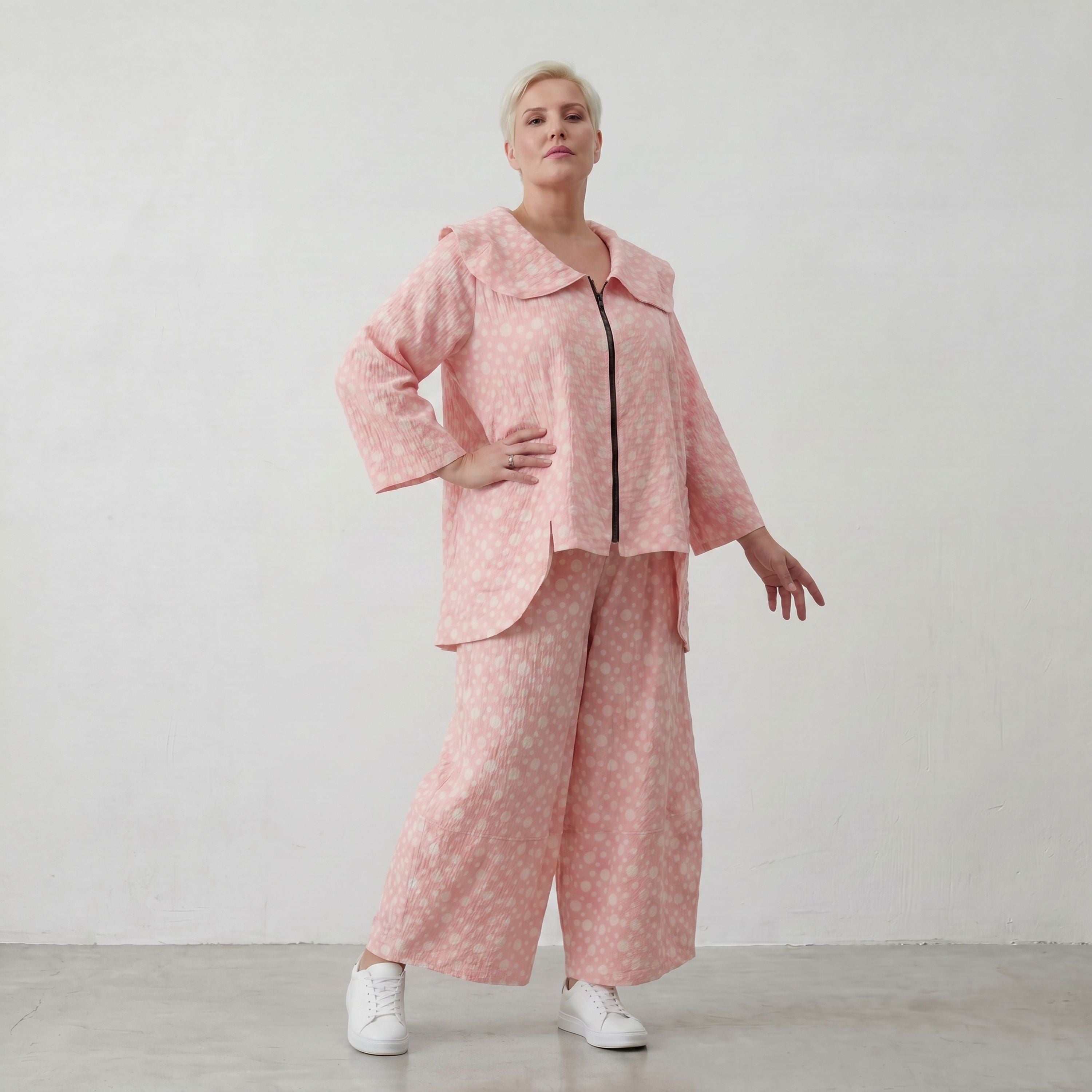 Leichte Oversize Baumwolljacke in Rosa Ecru im Lagenlook luftig zeitlos feminin soft sehr
