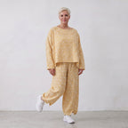 Luftige BaumwollMousseline Ballonhose Gelb/Ecru leger Oversize Lagenlook zeitlos chic