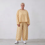 Luftige BaumwollMousseline Ballonhose Gelb/Ecru leger Oversize Lagenlook zeitlos chic