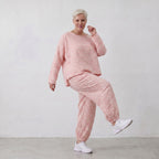 Zeitlose Oversize Ballonhose aus Baumwolle in Rosa Ecru luftig leger Lagenlook fliessend