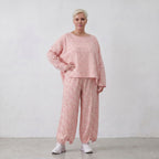 Zeitlose Oversize Ballonhose aus Baumwolle in Rosa Ecru luftig leger Lagenlook fliessend