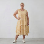 Leichte Baumwolltunika im Lagenlook Gelb Ecru Oversize mit Volants zeitlos leger so leicht