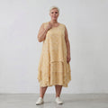 Leichte Baumwolltunika im Lagenlook Gelb Ecru Oversize mit Volants zeitlos leger so leicht