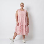 Rosa Ecru Baumwolltunika im Lagenlook luftig leicht Oversize zeitlos leger Volant locker