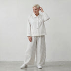 Zeitlose Marlenehose in Weiß Schwarz Karo locker Oversize Lagenlook luftig elegant weich