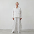 Zeitlose Marlenehose in Weiß Schwarz Karo locker Oversize Lagenlook luftig elegant weich