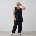 Ärmelloses Top mit Rundhalsausschnitt aus weichem Stretchjersey in klassischem Schwarzton