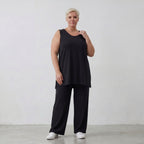 Ärmelloses Top mit Rundhalsausschnitt aus weichem Stretchjersey in klassischem Schwarzton