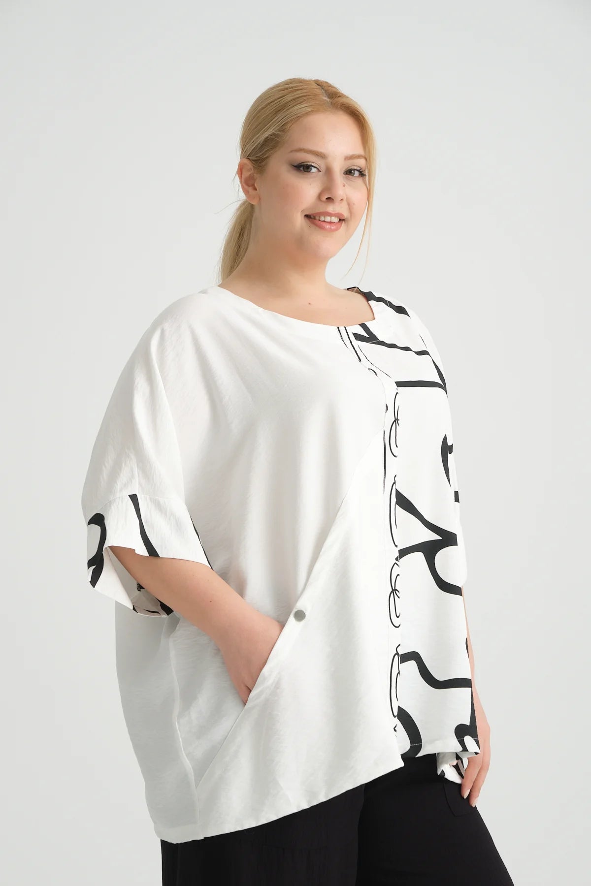  Bigshirt von Zedd Plus aus Viskose, 24294, Weiß, Schick, Modern, Bequem