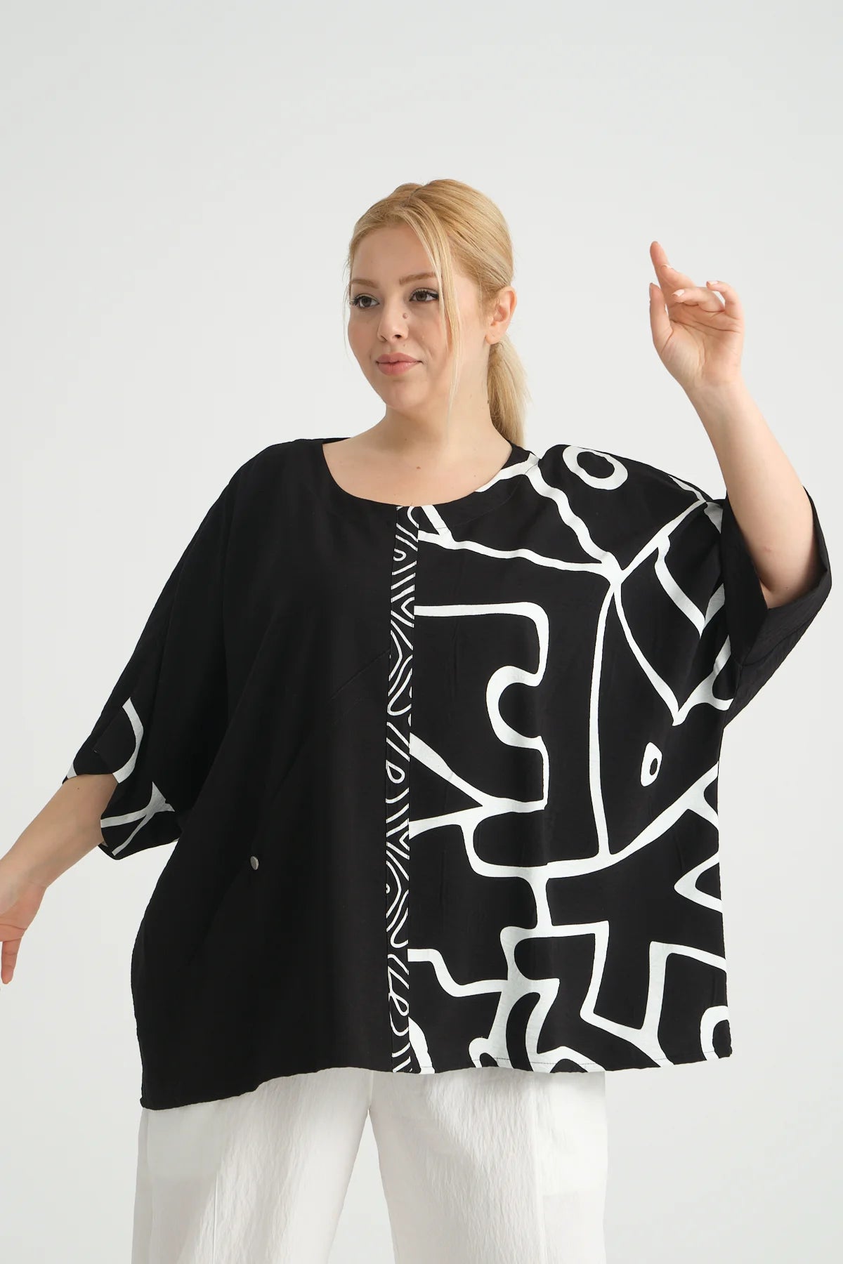  Bigshirt von Zedd Plus aus Viskose, 24294, Schwarz, Schick, Modern, Bequem