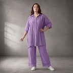 Flieder Viskosebluse im Lagenlook Oversize A-Linie mit Lochstruktur sehr leger zeitlos
