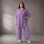 Flieder Viskosebluse im Lagenlook Oversize A-Linie mit Lochstruktur sehr leger zeitlos