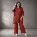 Orange Viskosebluse in Leinenoptik Oversize Lagenlook luftig und zeitlos leger sommerlich