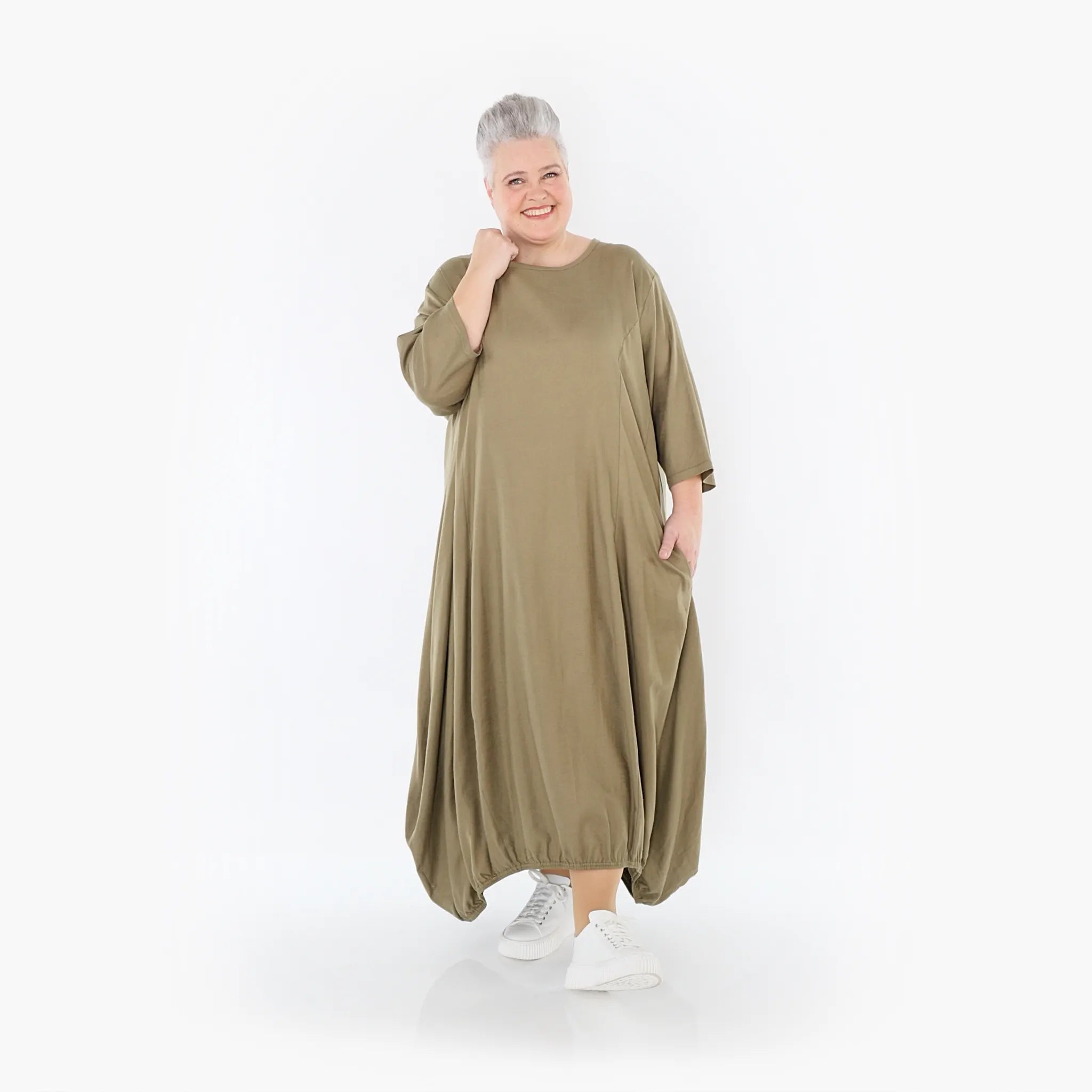  Ballonkleid von AKH Fashion aus Baumwolle, 1465.06736, Pistazie, Ausgefallen, Zeitlos