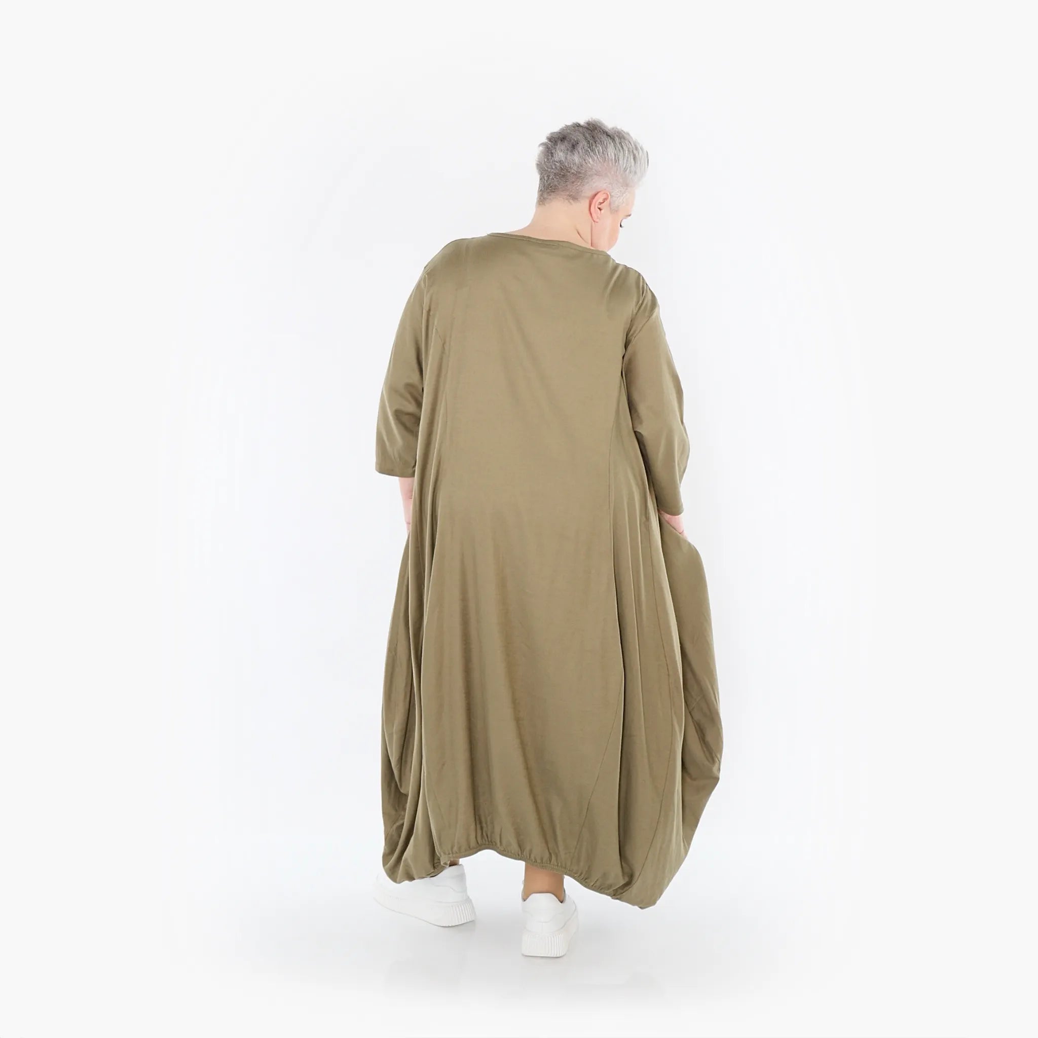  Ballonkleid von AKH Fashion aus Baumwolle, 1465.06736, Pistazie, Ausgefallen, Zeitlos