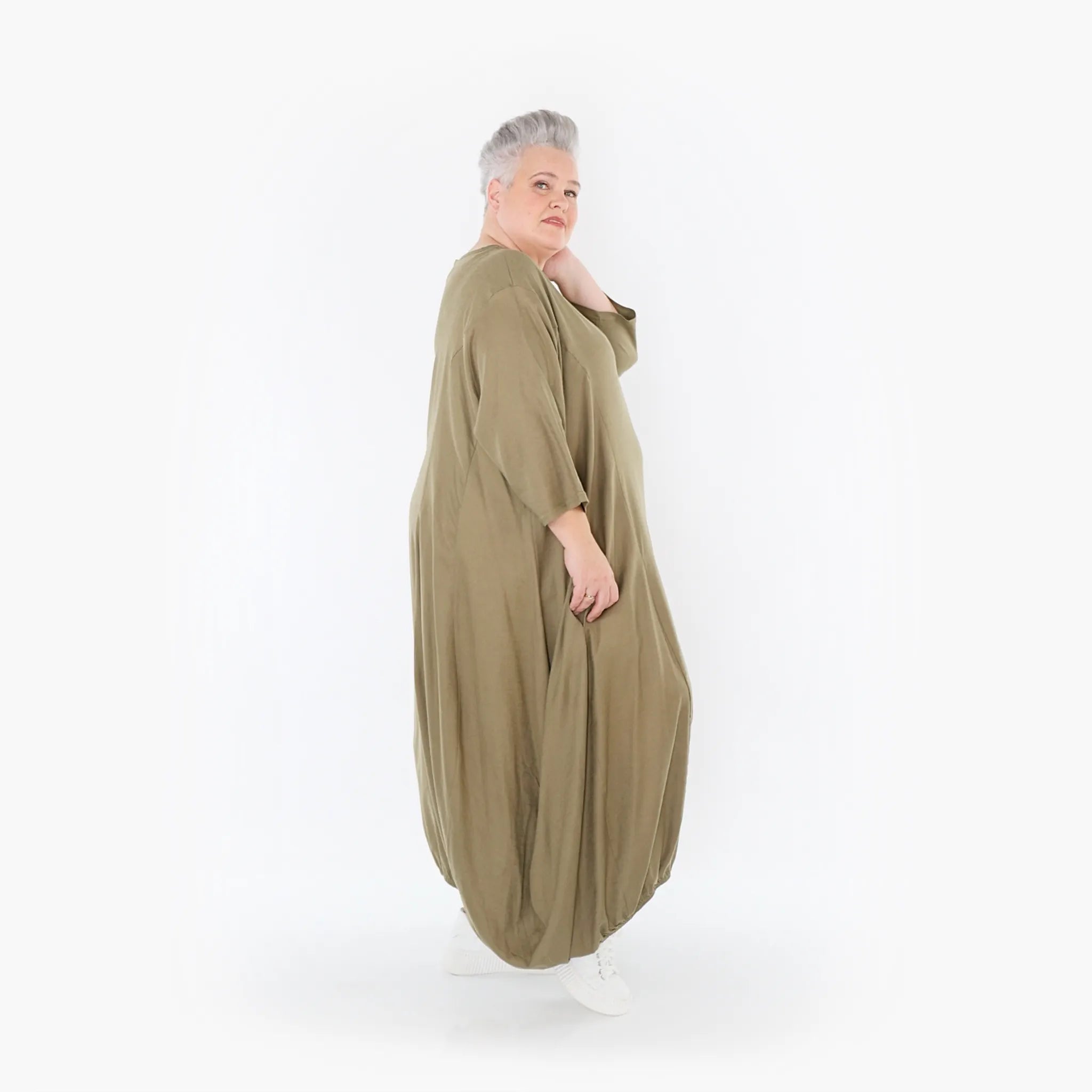  Ballonkleid von AKH Fashion aus Baumwolle, 1465.06736, Pistazie, Ausgefallen, Zeitlos