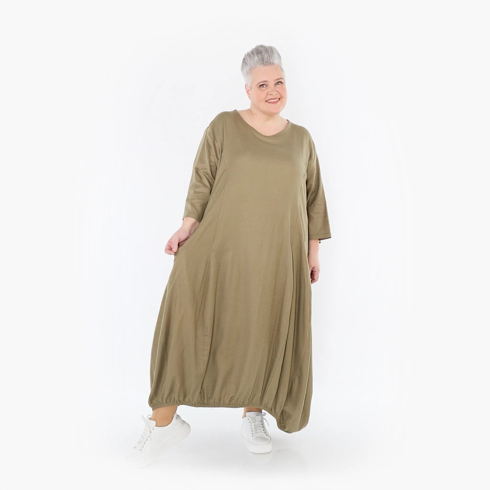  Ballonkleid von AKH Fashion aus Baumwolle, 1465.06736, Pistazie, Ausgefallen, Zeitlos