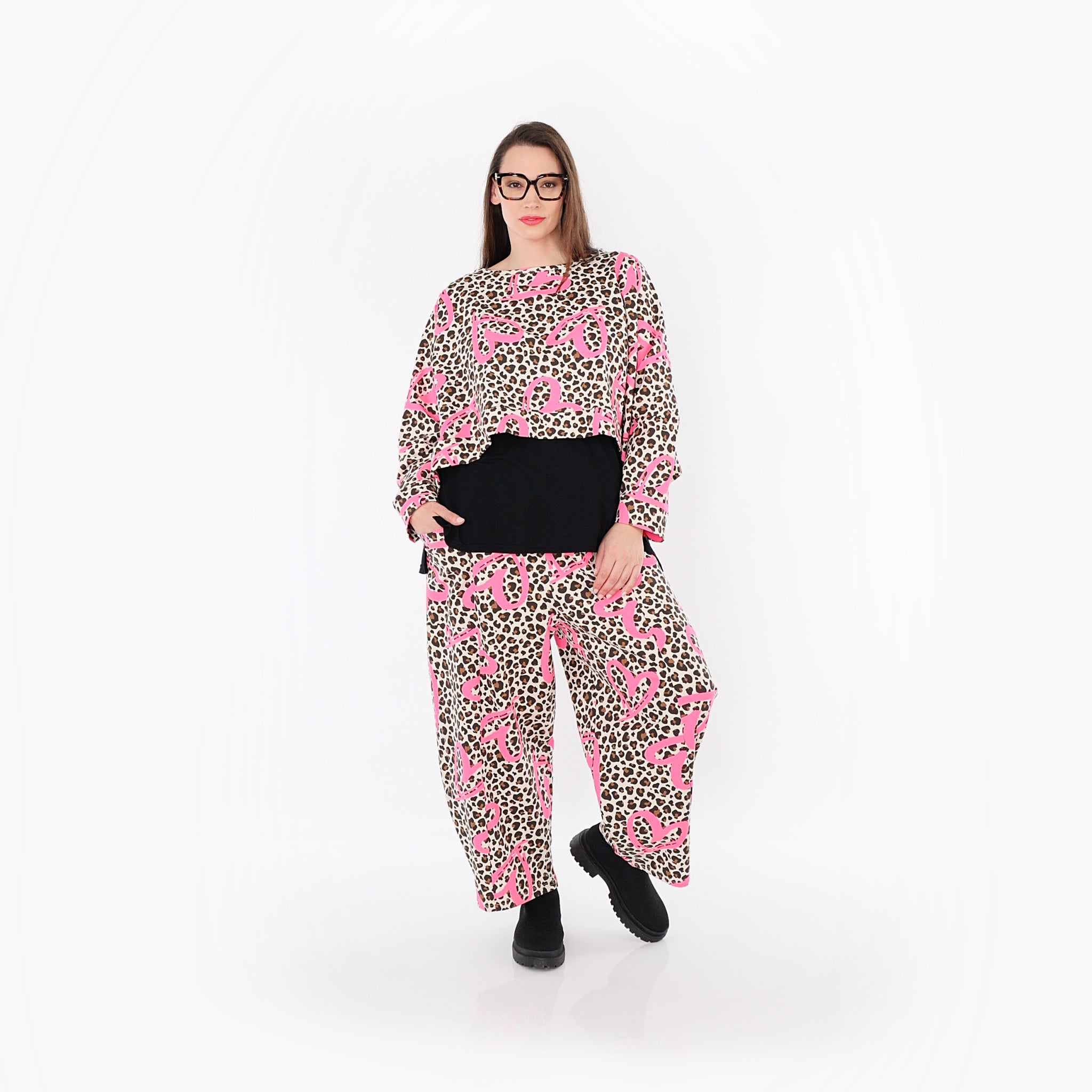  AKH Fashion Überwurf in kastiger Form, aus Baumwolle, 1513.07011, Beige/Braun/Fuchsia