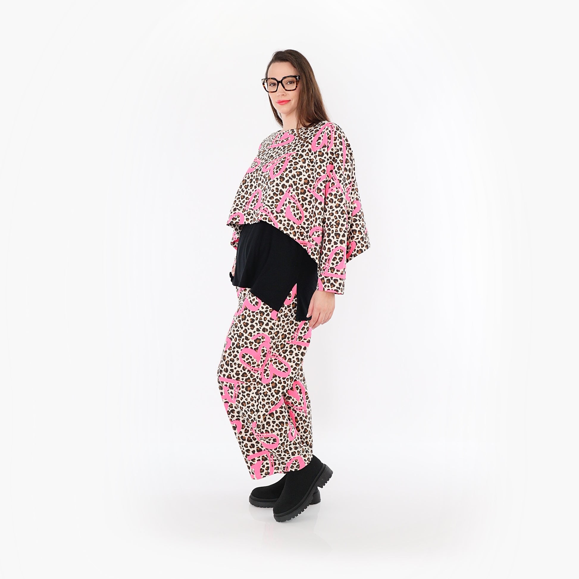  AKH Fashion Überwurf in kastiger Form, aus Baumwolle, 1513.07011, Beige/Braun/Fuchsia
