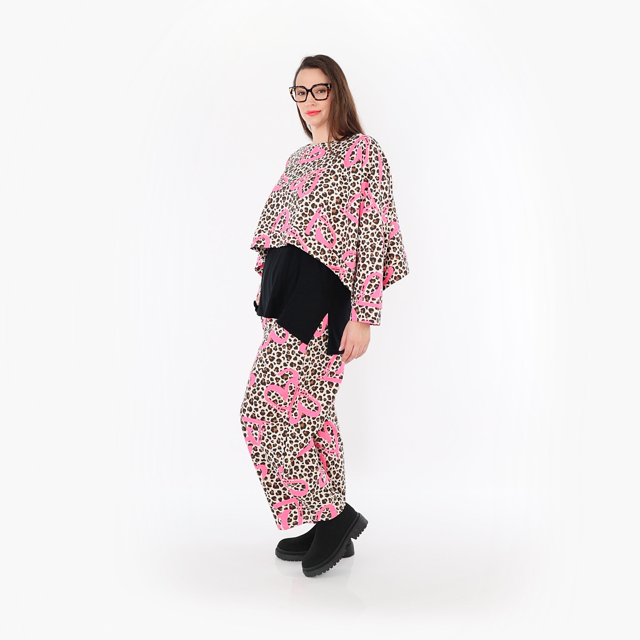  AKH Fashion Überwurf in kastiger Form, aus Baumwolle, 1513.07011, Beige/Braun/Fuchsia