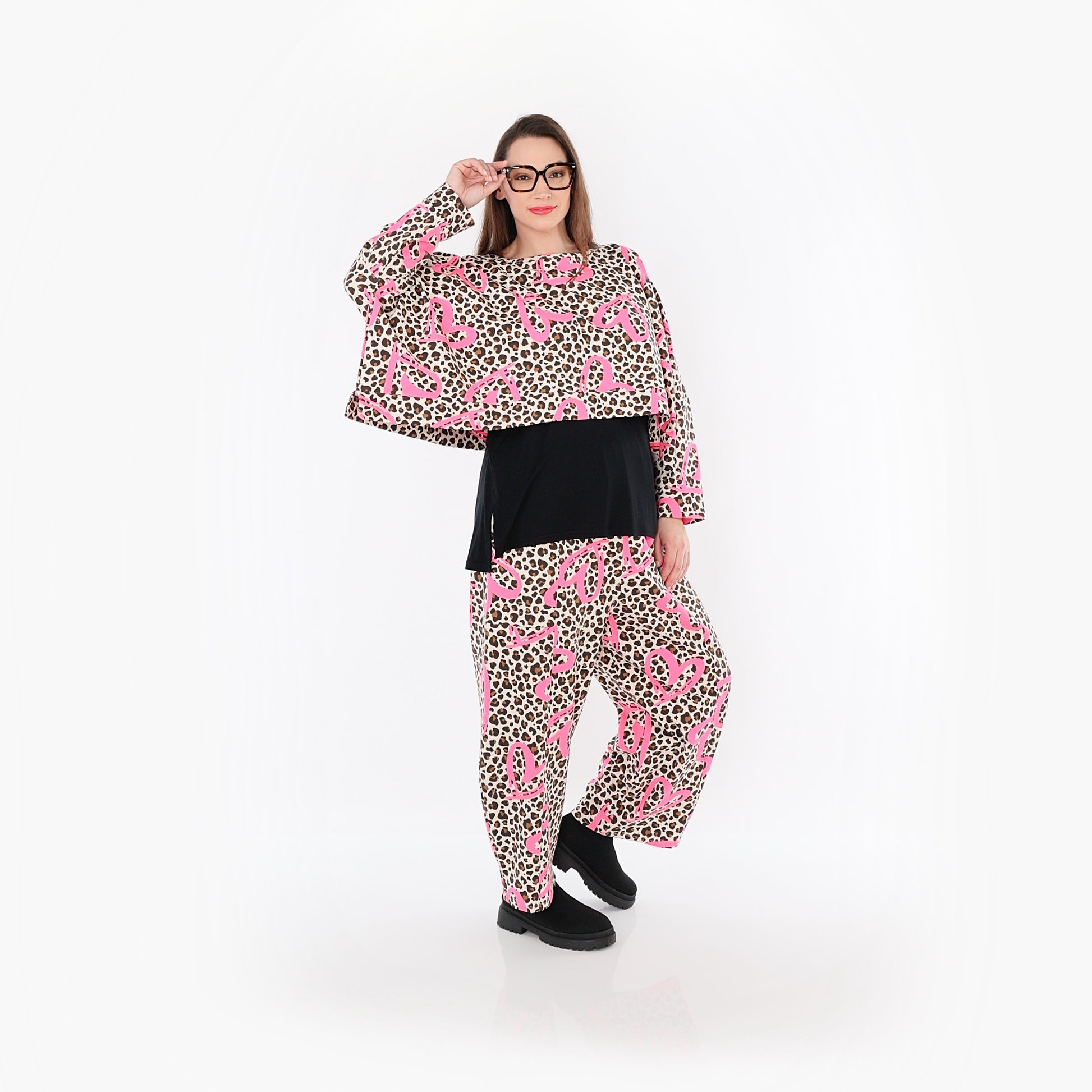  AKH Fashion Überwurf in kastiger Form, aus Baumwolle, 1513.07011, Beige/Braun/Fuchsia