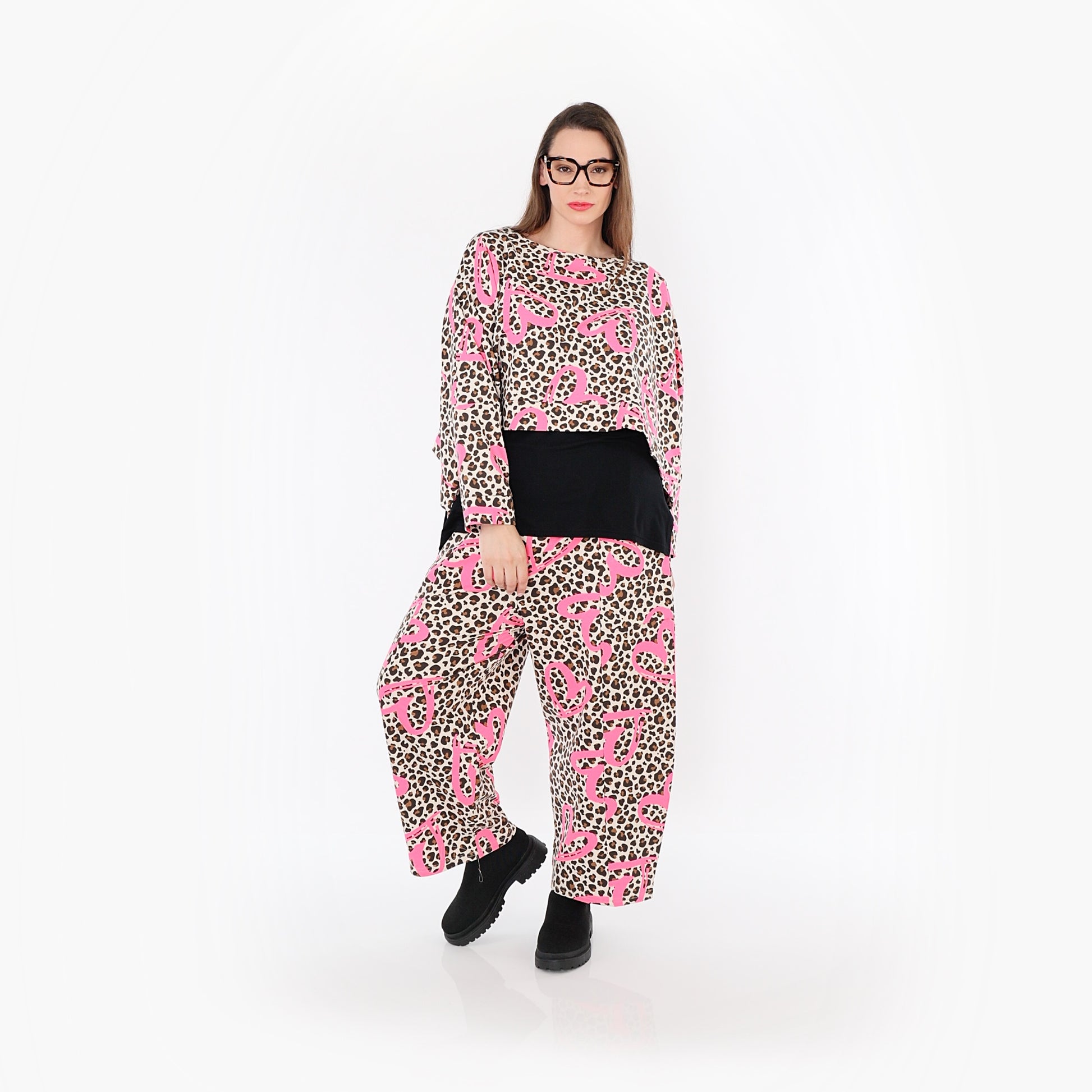  AKH Fashion Überwurf in kastiger Form, aus Baumwolle, 1513.07011, Beige/Braun/Fuchsia