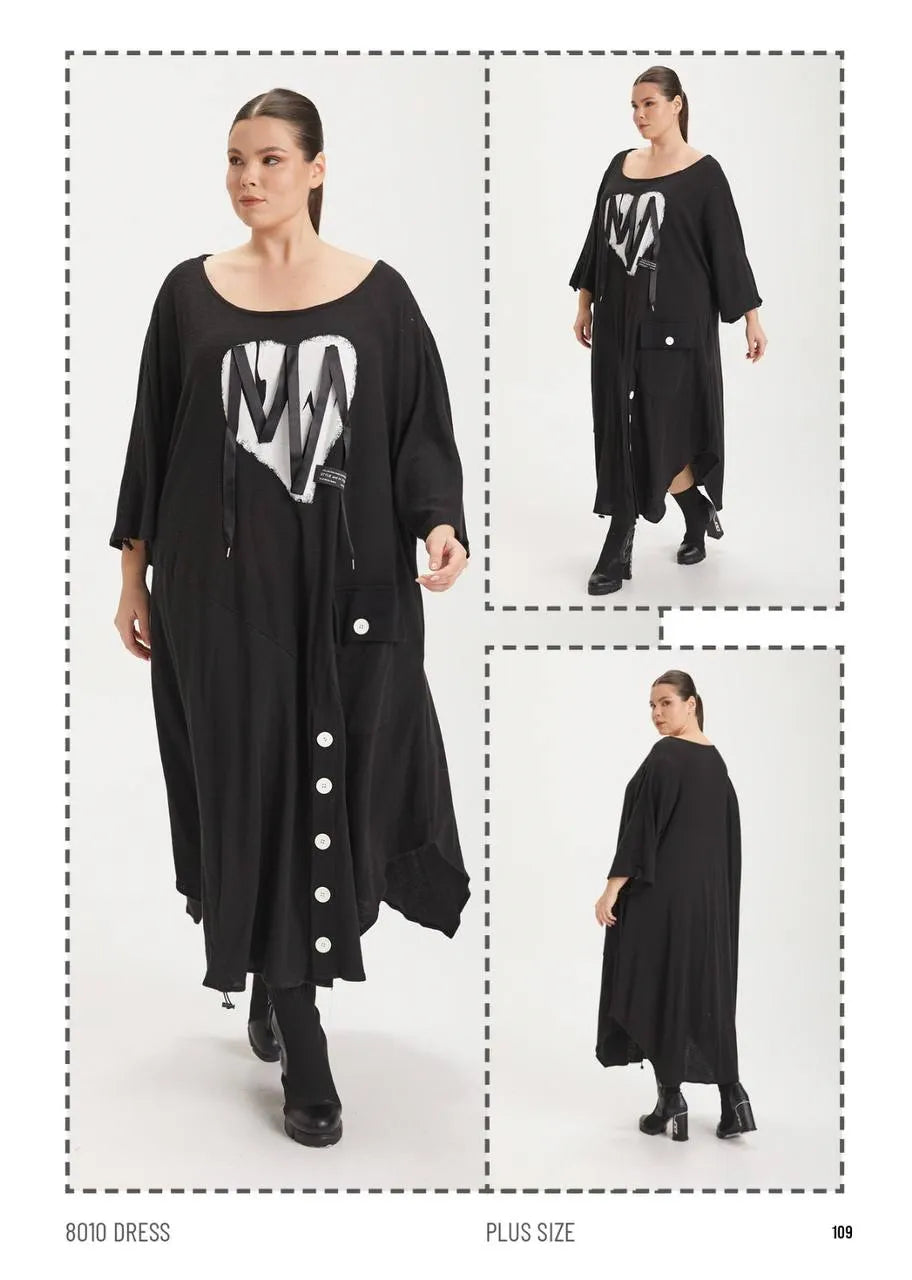  Ballonkleid von H4 Fashion aus Baumwolle, 8010, Schwarz, Ausgefallen, Zeitlos, Schick