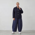Zeitlose Oversize Ballonhose im Dunkelblau/Weiß Karolook leger ausgefallen luftig soft