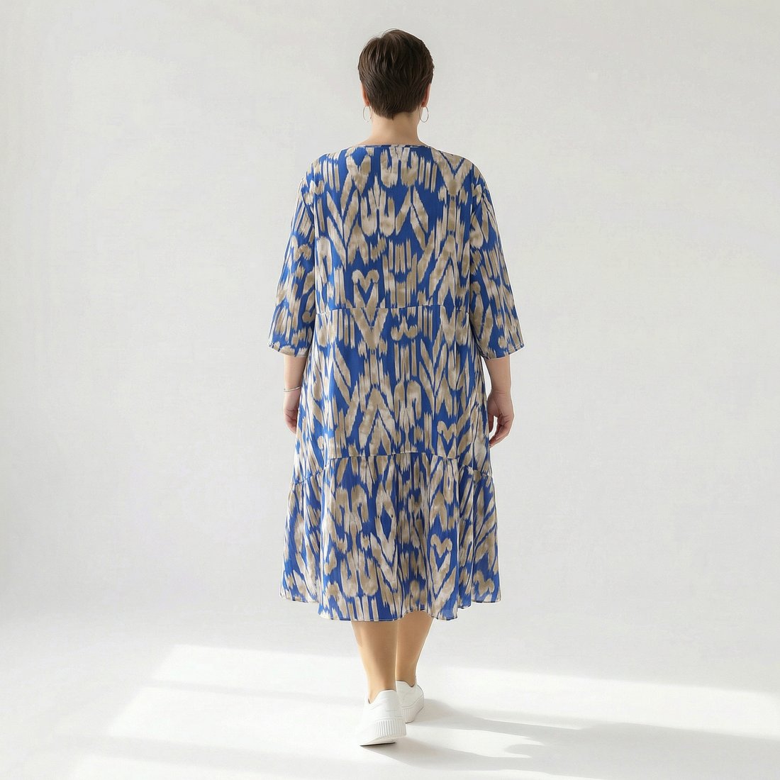  Ballonkleid von AKH Fashion aus Viskose, 1296.06712, Royalblau-Beige, Grafik, Schick