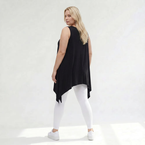 Zipfel Top von AKH Fashion aus Viskose, 1312.01975, Schwarz, Schick, Modern, Bequem