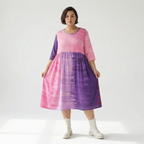  Ballonkleid von AKH Fashion aus Viskose, 1249.06698, Flieder-Pink, Batik, Schick, Modern