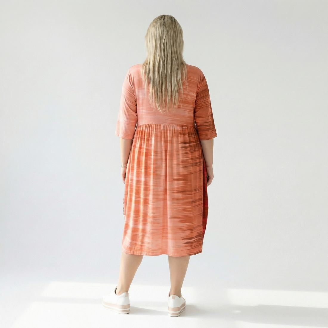  Ballonkleid von AKH Fashion aus Viskose, 1249.06698, Koralle-Orange, Batik, Schick