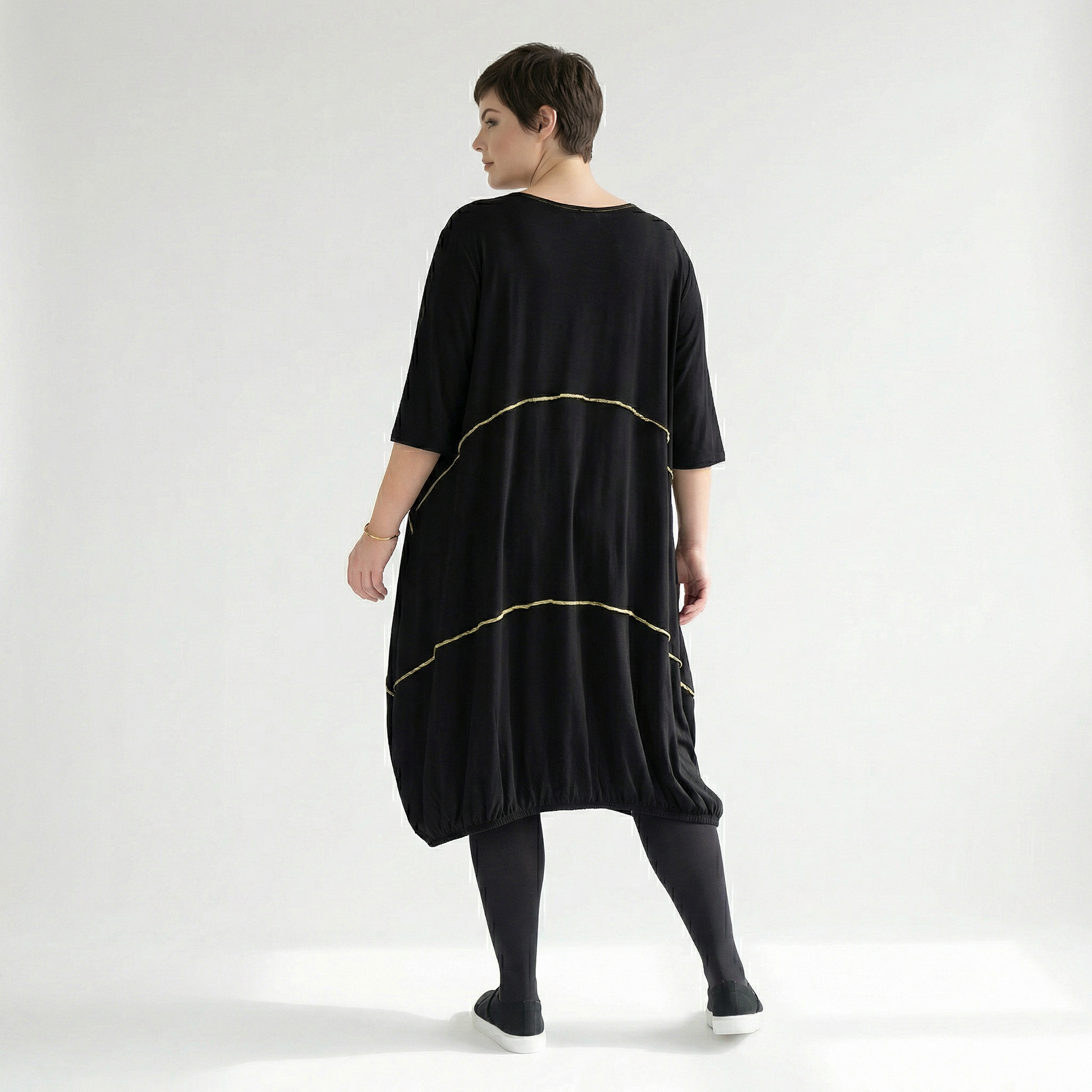  Ballonkleid von AKH Fashion aus Viskose, 1416.06564, Schwarz/Gelb, Schick, Modern, Bequem