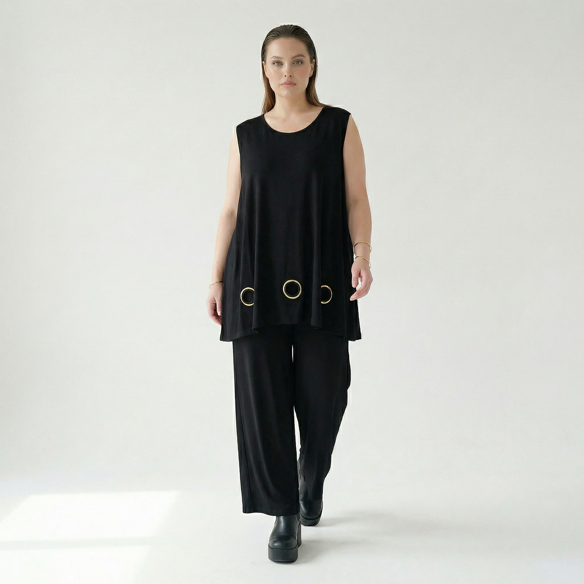  AKH Fashion Top in gerader Form, aus Viskose, 1416.06675, Schwarz/Gelb, Schick, Modern