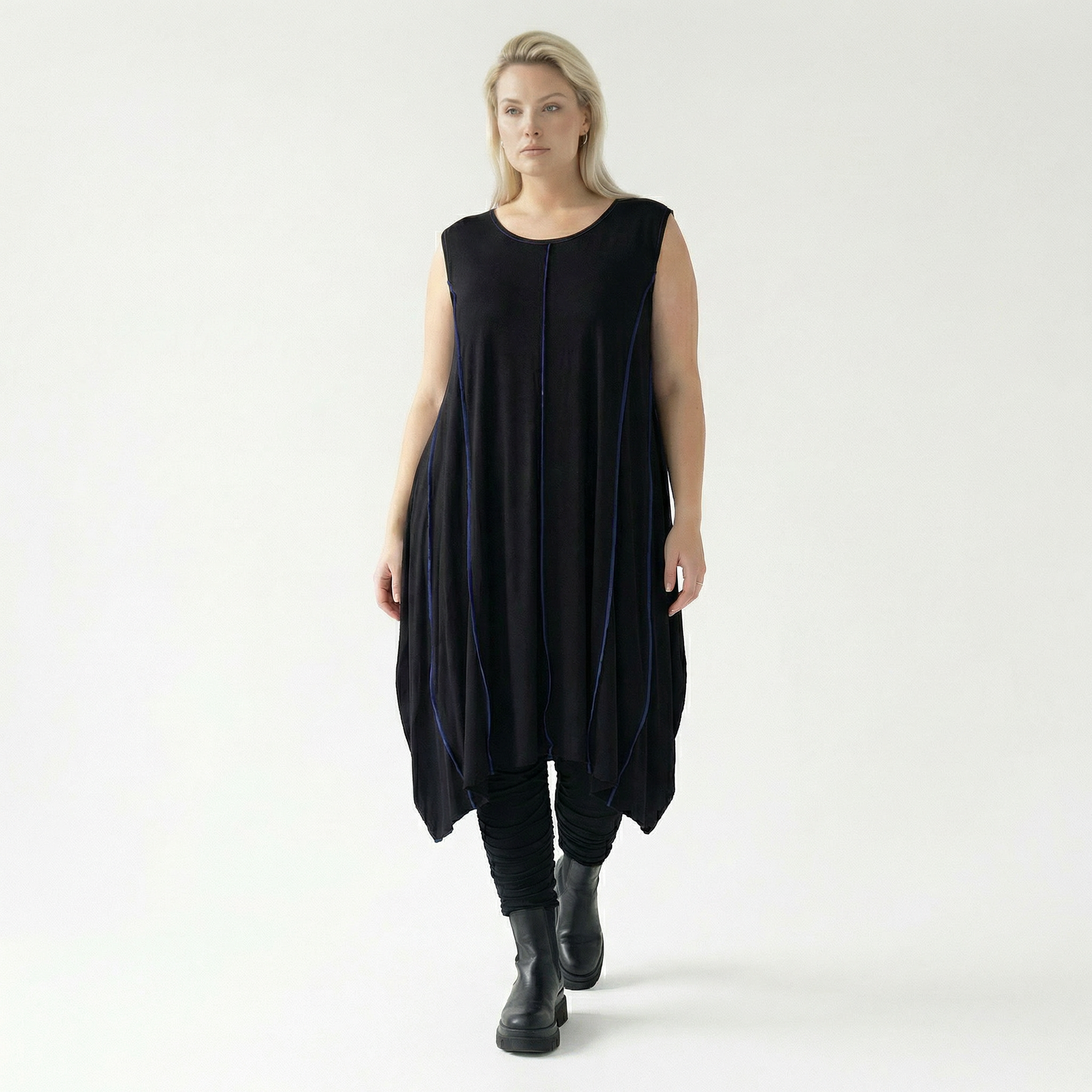  Ballon Tunika von AKH Fashion aus Viskose, 1416.06913, Schwarz/Blau, Schick, Modern