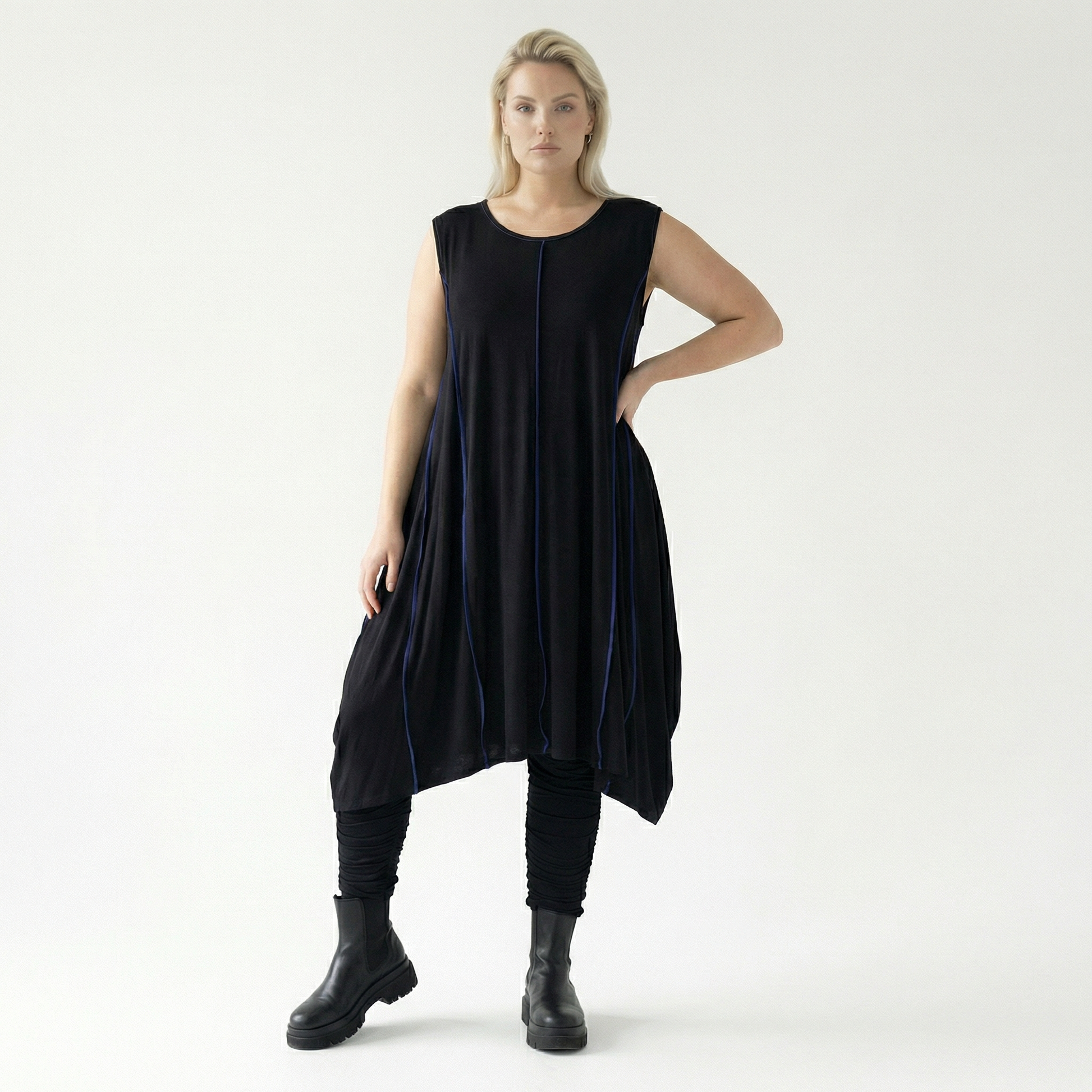  Ballon Tunika von AKH Fashion aus Viskose, 1416.06913, Schwarz/Blau, Schick, Modern